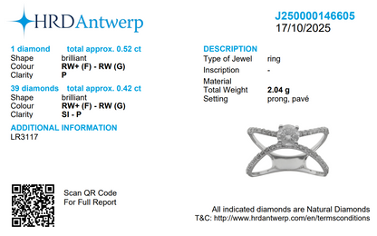 Crossover Solitaire Diamond Ring