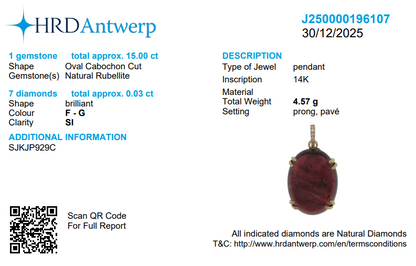 Oval Rubellite Cabochon Pendant