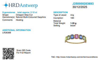 Multi Stone Emerald Cut Sapphire Gemstone Ring