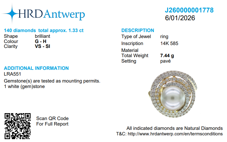 Pearl Spiral Natural Diamond Ring