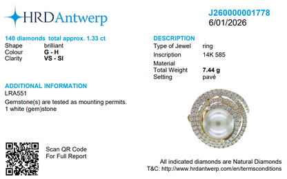 Pearl Spiral Natural Diamond Ring