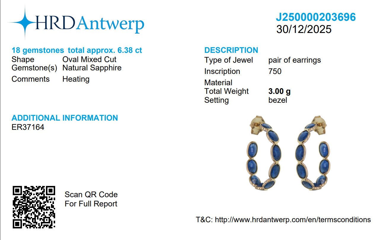 Natural Blue Sapphire J-Hoop Earrings