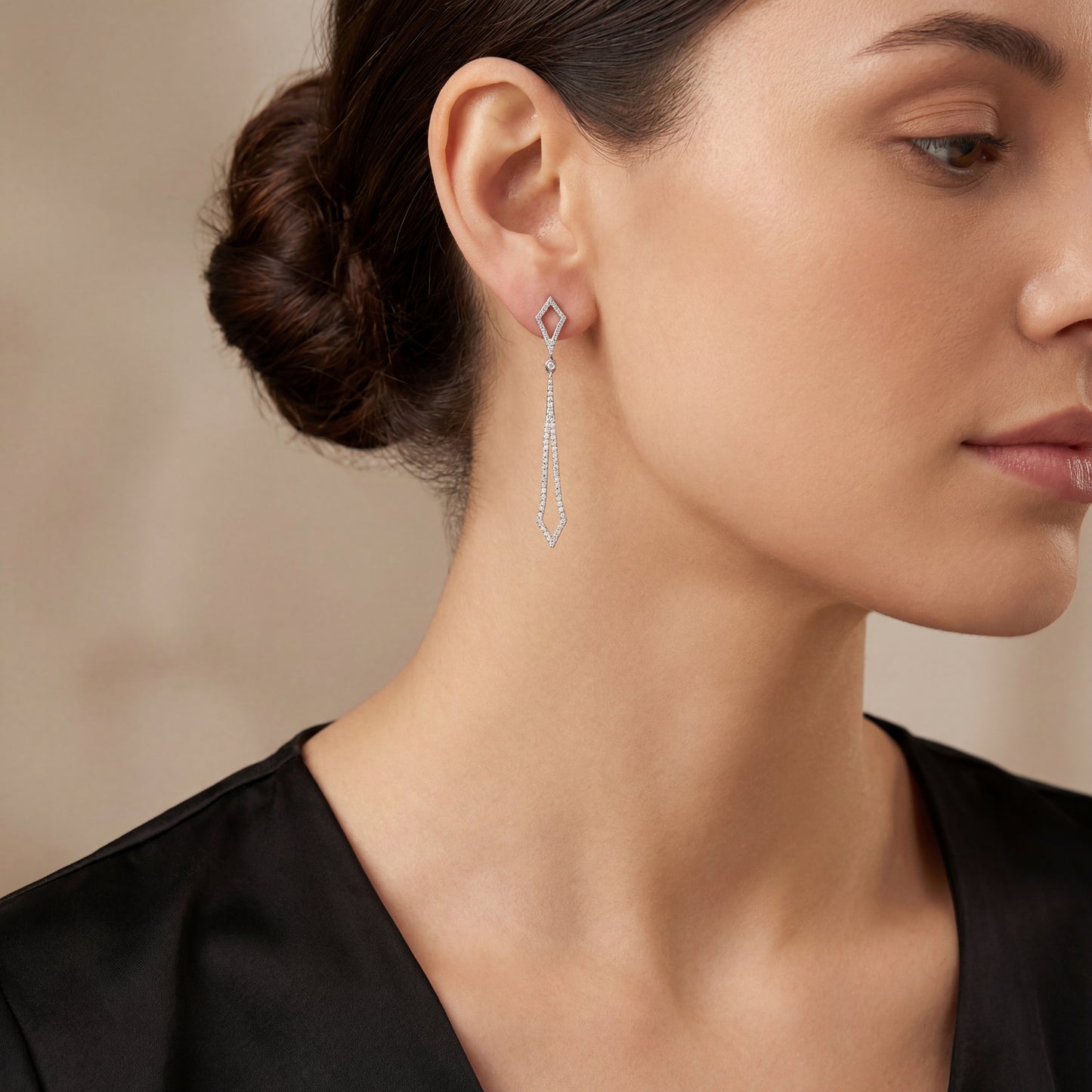 Geometric Drop Natural Diamond Earrings