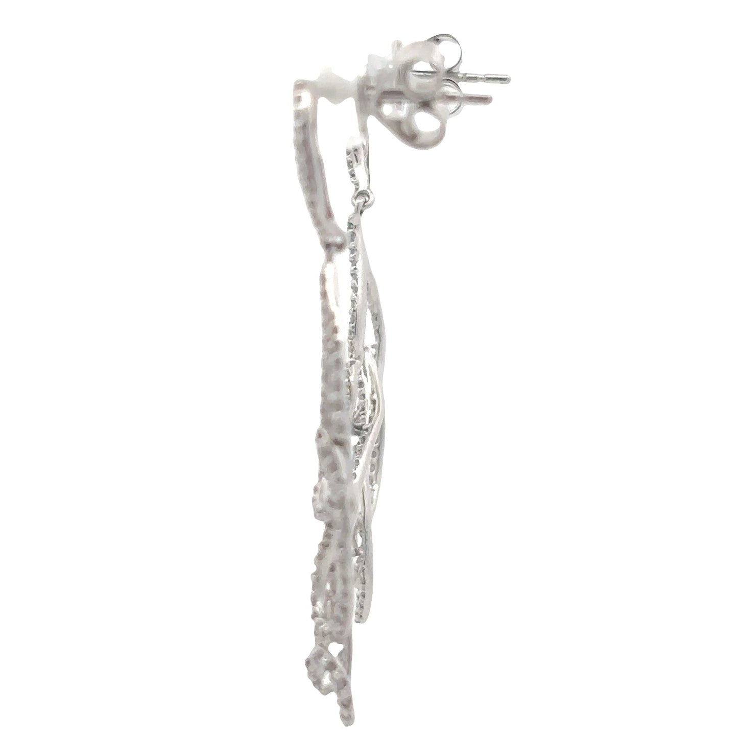 Natural Diamond Scroll Dangle Earrings