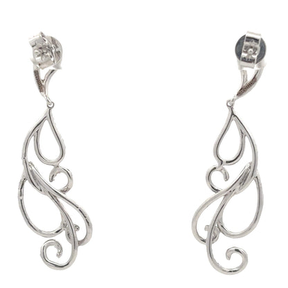 Natural Diamond Scroll Dangle Earrings