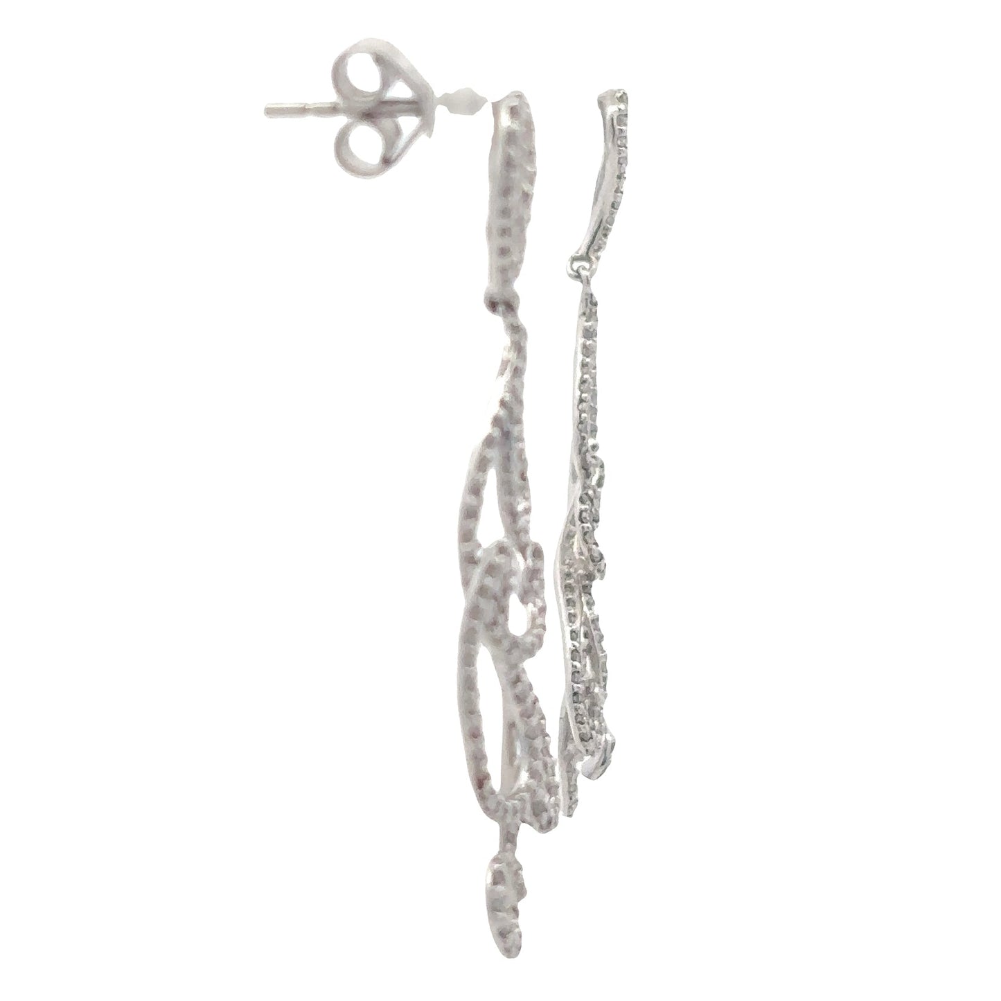 Natural Diamond Scroll Dangle Earrings