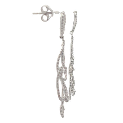 Natural Diamond Scroll Dangle Earrings