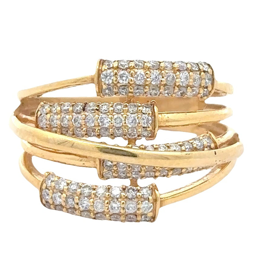 Wide Multi Band Natural Diamond Ring