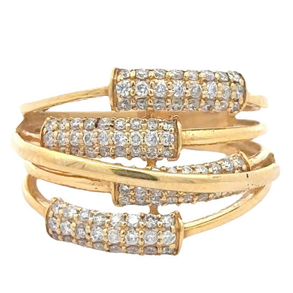 Wide Multi Band Natural Diamond Ring