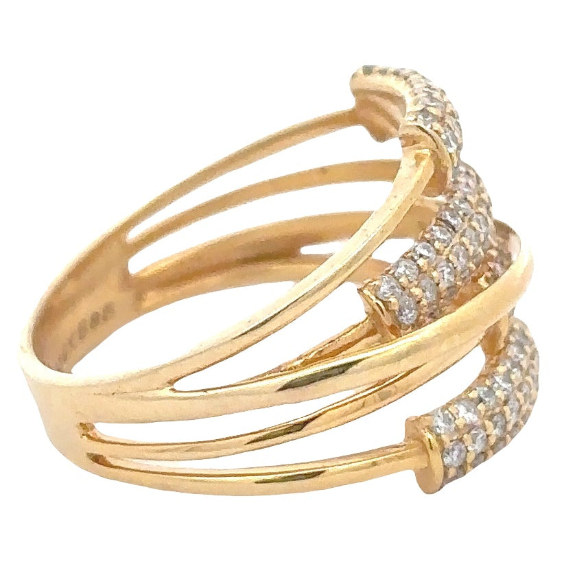 Wide Multi Band Natural Diamond Ring