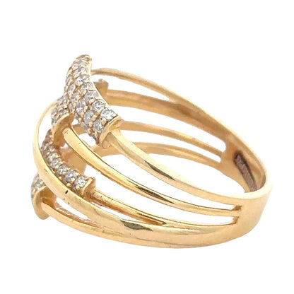 Wide Multi Band Natural Diamond Ring