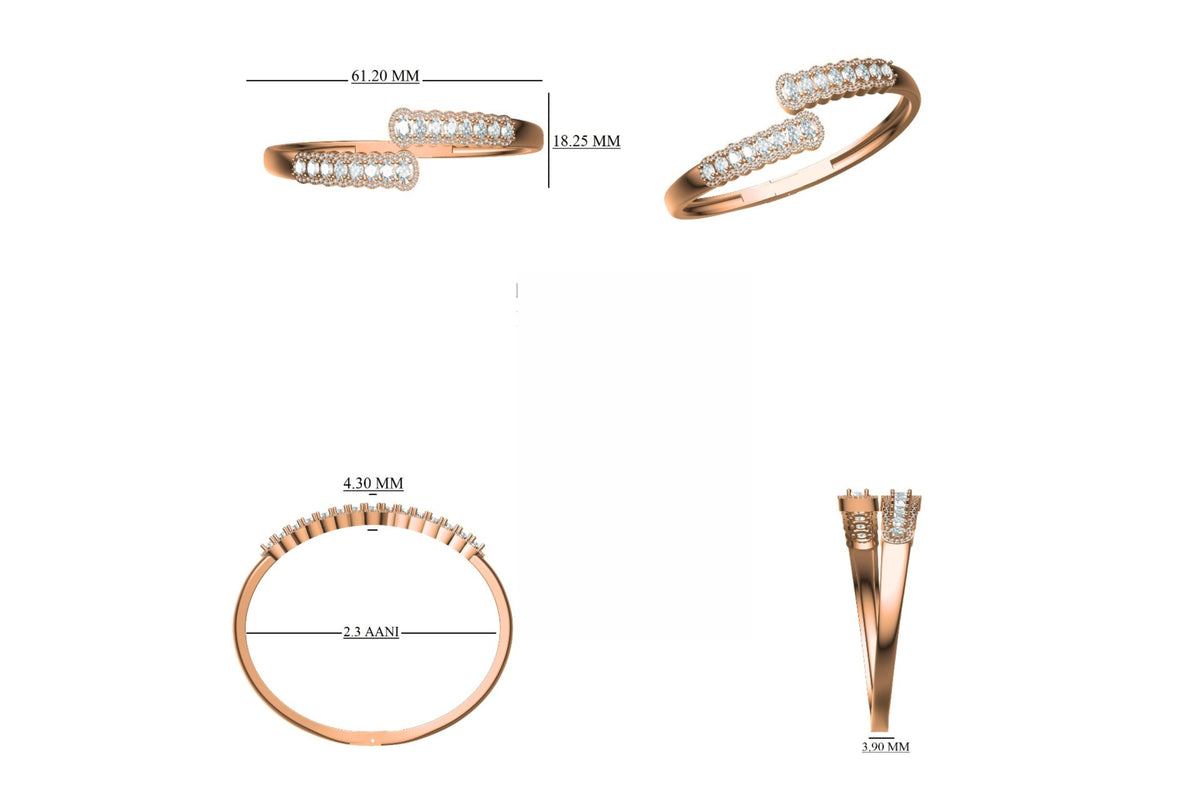 East West Oval Natural Diamond Hinged Openable Bangle