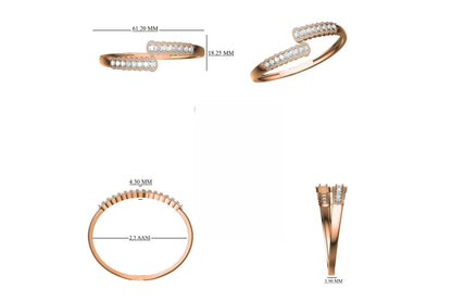East West Oval Natural Diamond Hinged Openable Bangle