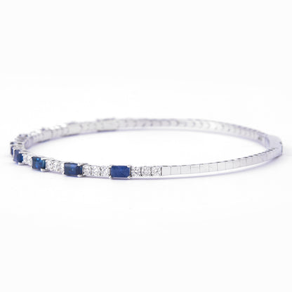 Blue Sapphire Diamond Cuff Bracelet