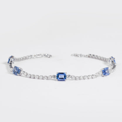 Emerald Cut Sapphire Natural Diamond Bracelet