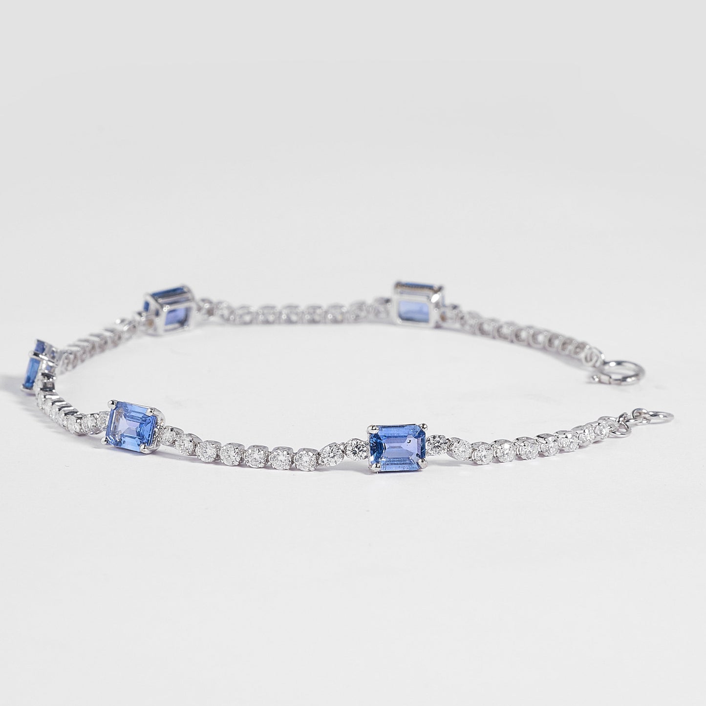 Emerald Cut Sapphire Natural Diamond Bracelet