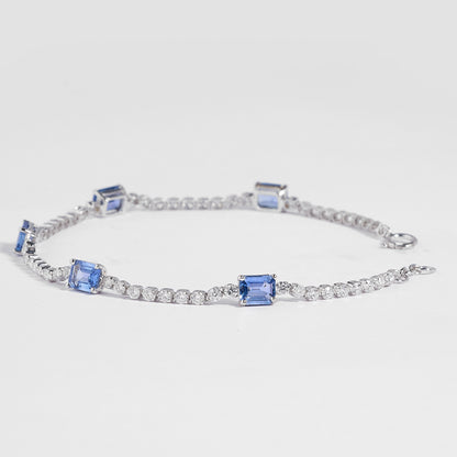 Emerald Cut Sapphire Natural Diamond Bracelet