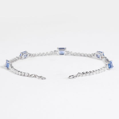 Emerald Cut Sapphire Natural Diamond Bracelet