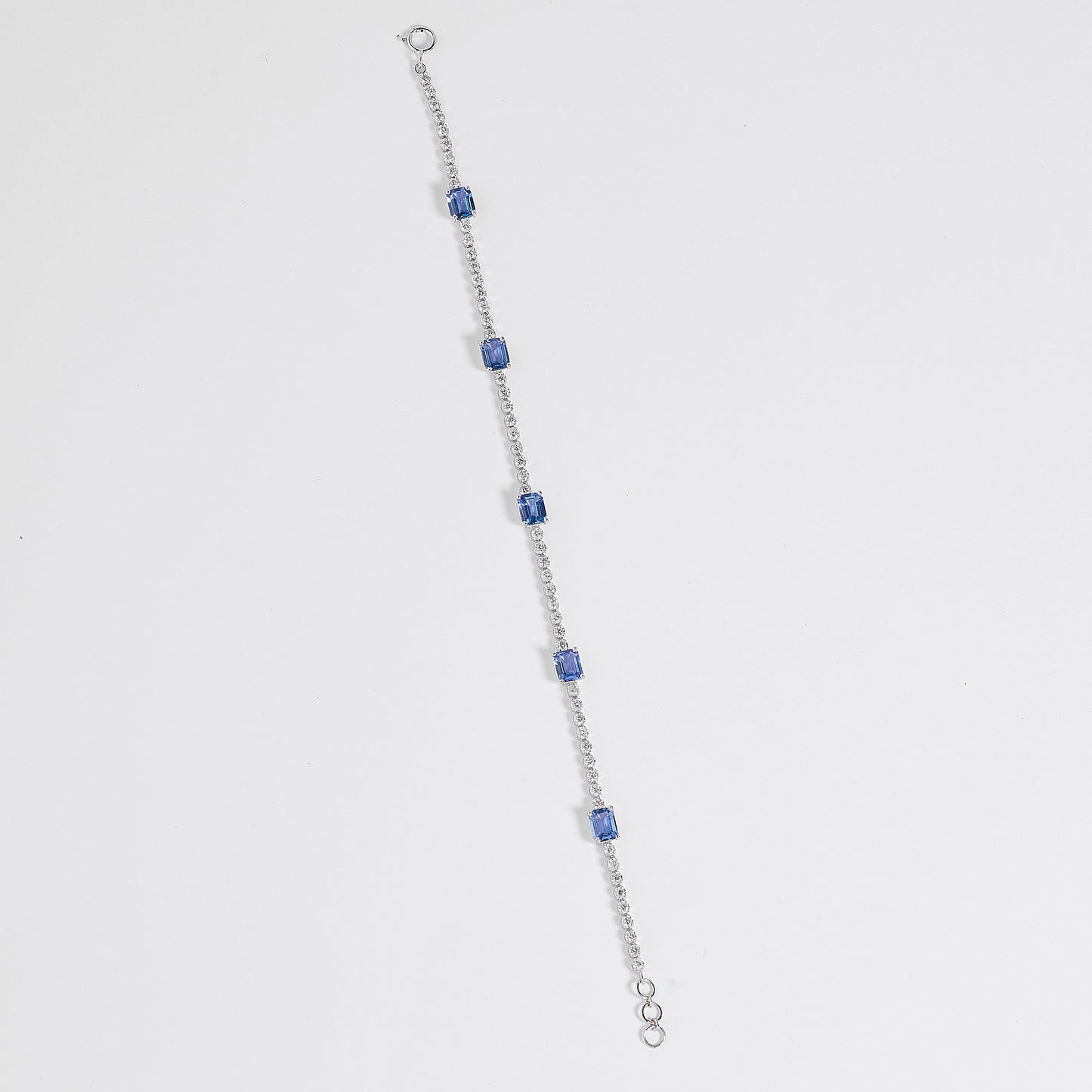 Emerald Cut Sapphire Natural Diamond Bracelet