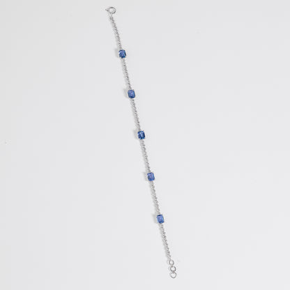 Emerald Cut Sapphire Natural Diamond Bracelet