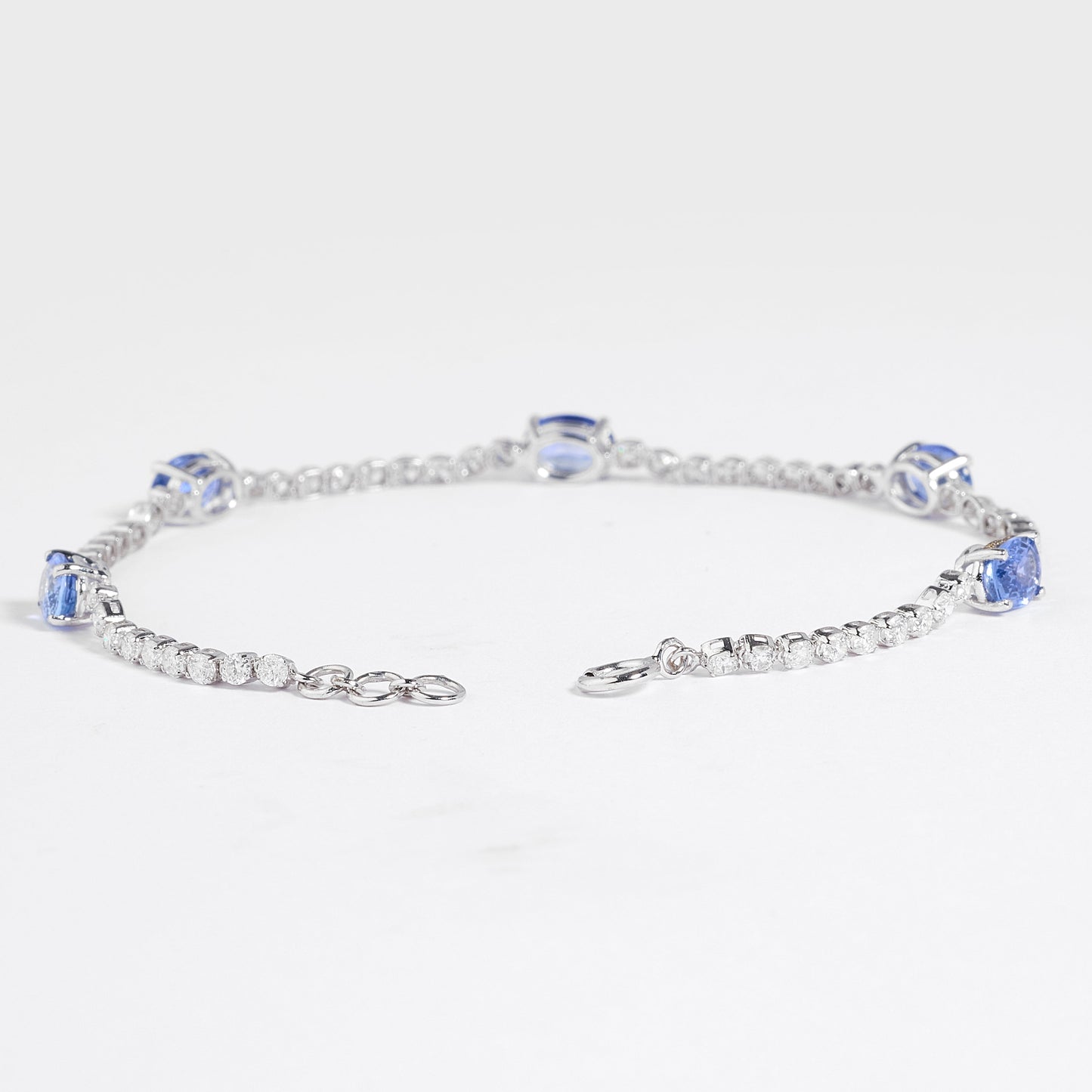 Blue Sapphire Oval Natural Diamond Bracelet