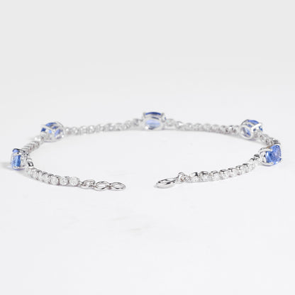 Blue Sapphire Oval Natural Diamond Bracelet