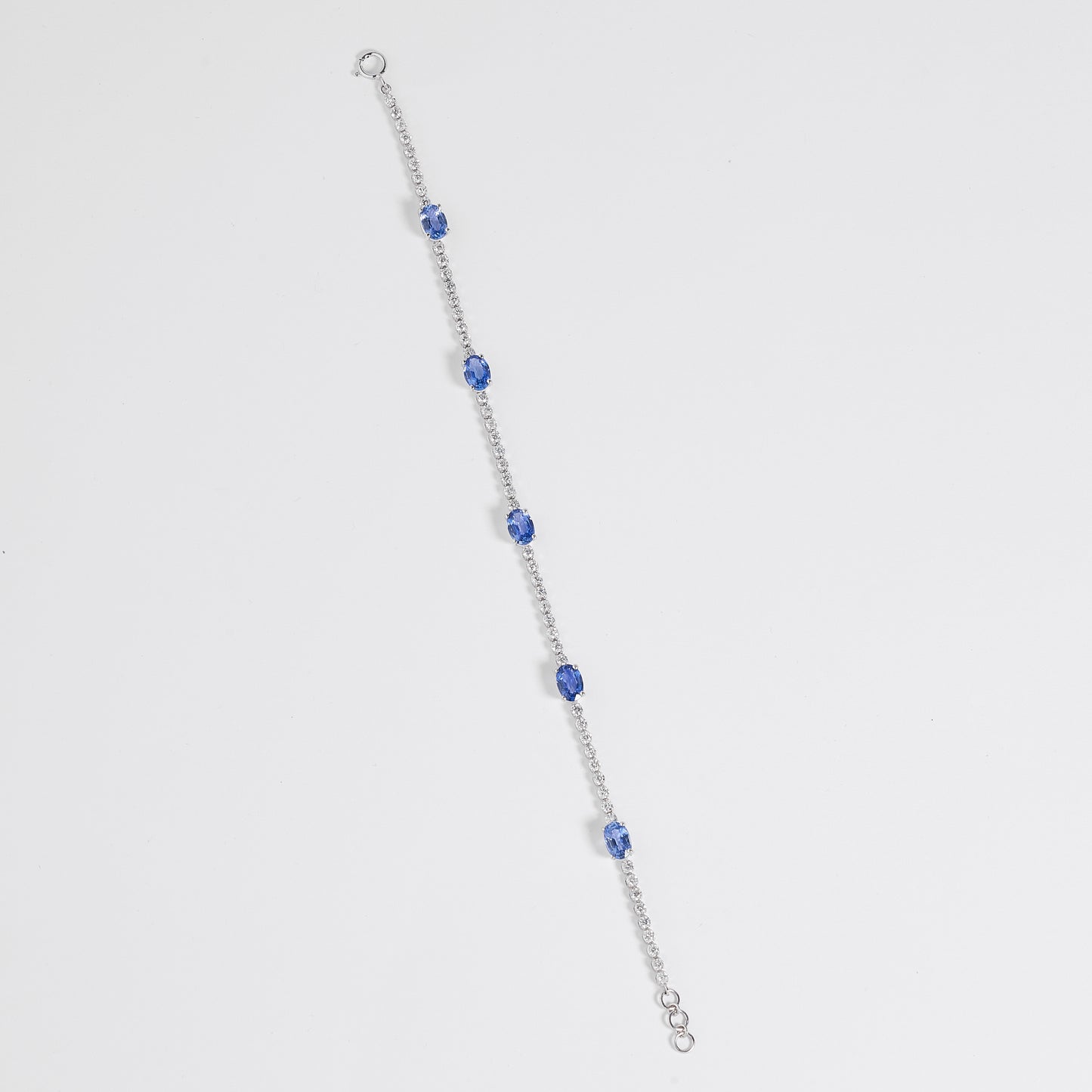 Blue Sapphire Oval Natural Diamond Bracelet