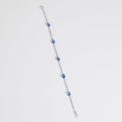 Blue Sapphire Oval Natural Diamond Bracelet