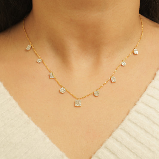Diamond Station Charm Necklace