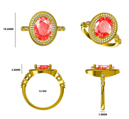 Oval Ruby Double Halo Diamond Ring