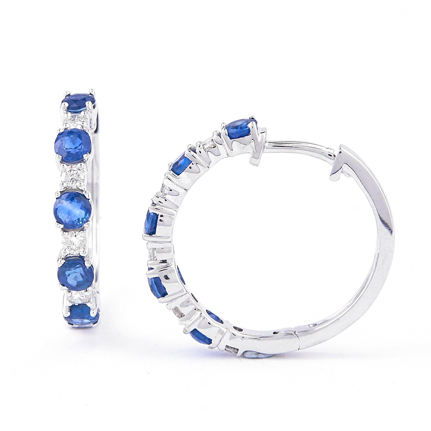 Blue Sapphire Diamond Huggie Earrings
