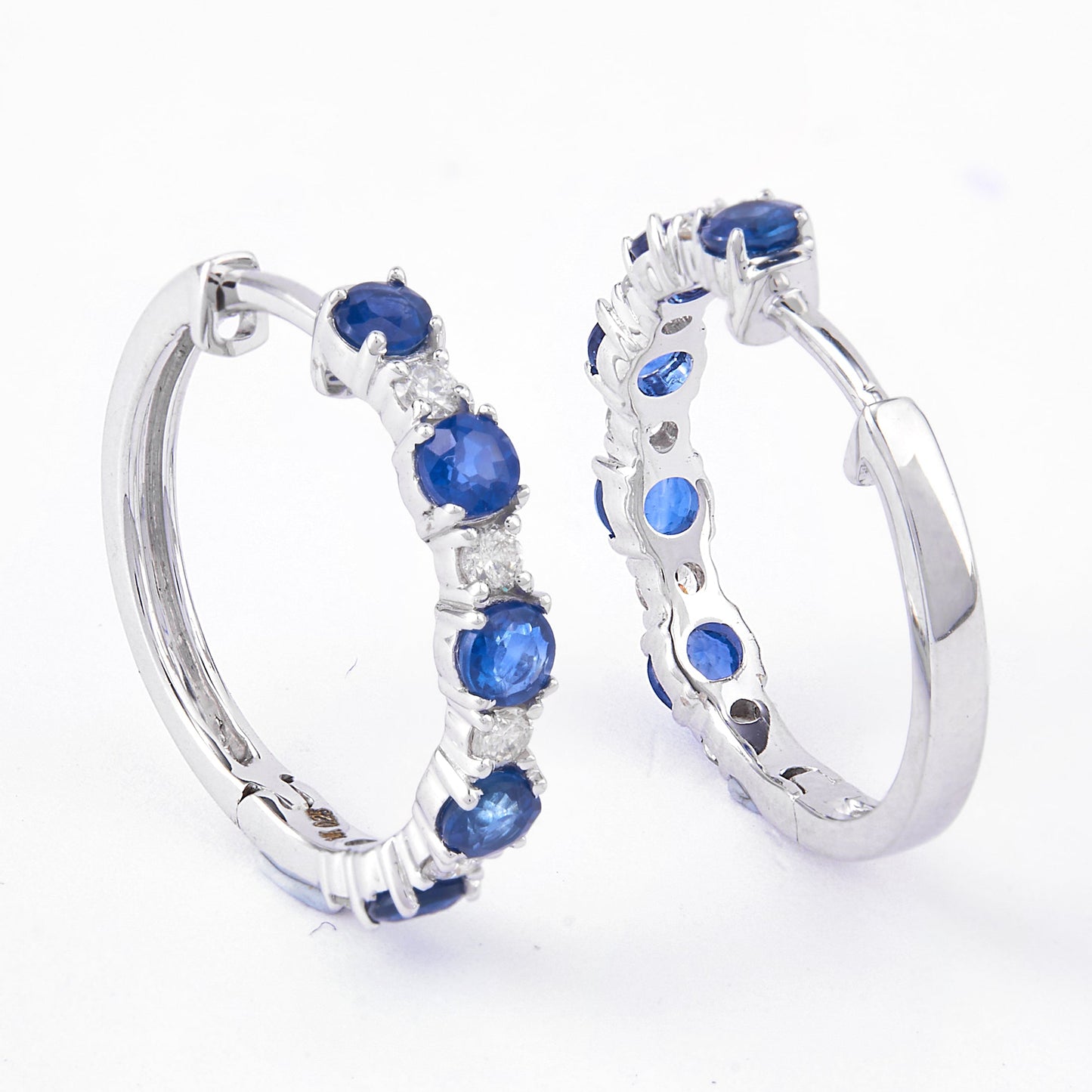 Blue Sapphire Diamond Huggie Earrings
