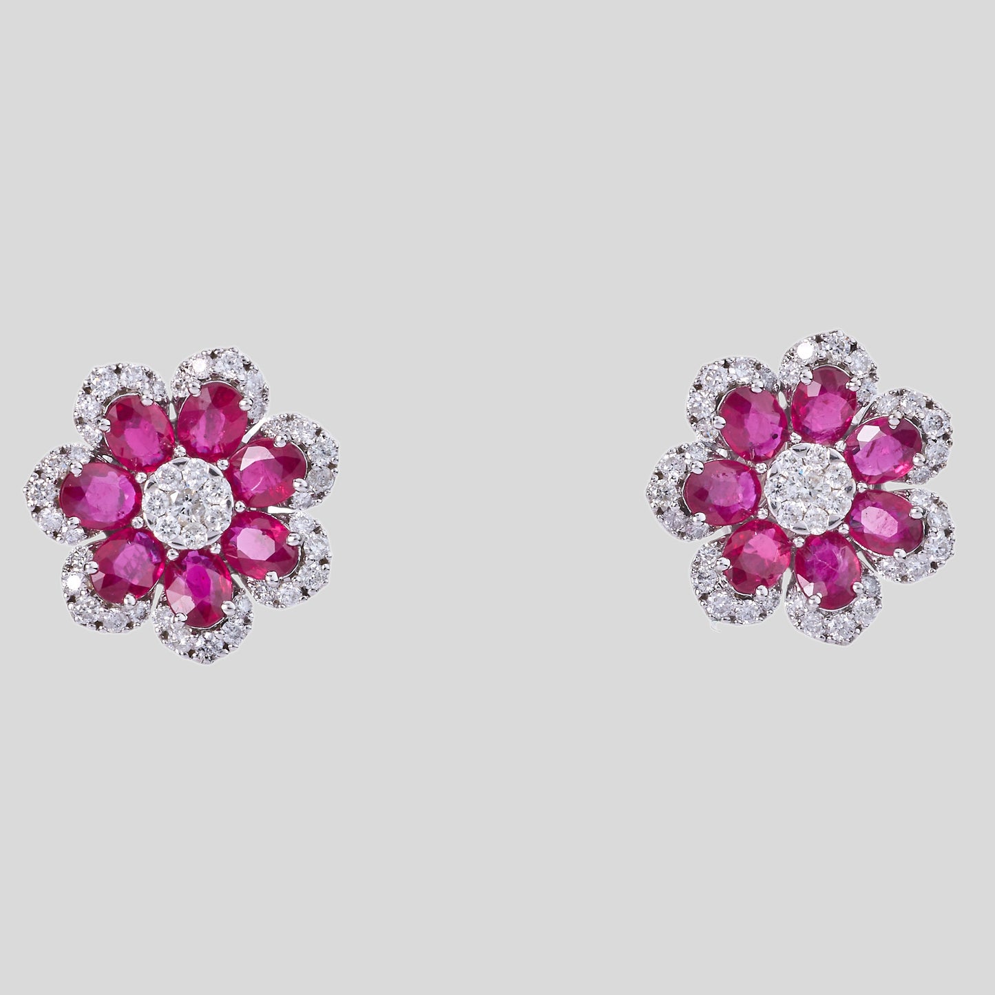 Floral Ruby Natural Diamond Studs