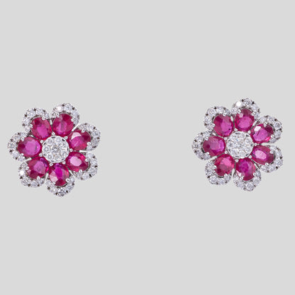 Floral Ruby Natural Diamond Studs