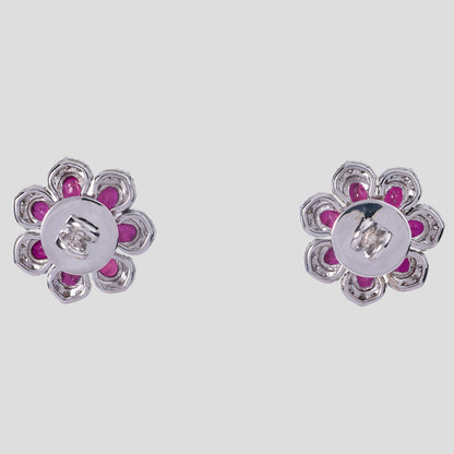 Floral Ruby Natural Diamond Studs