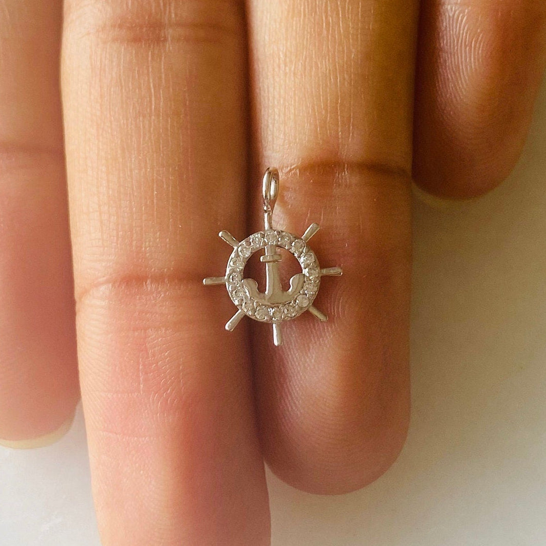Anchor and Wheel Pendant Charm