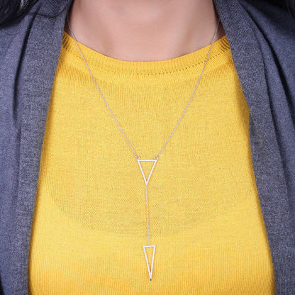 Double Triangle Natural Diamond Charm Necklace