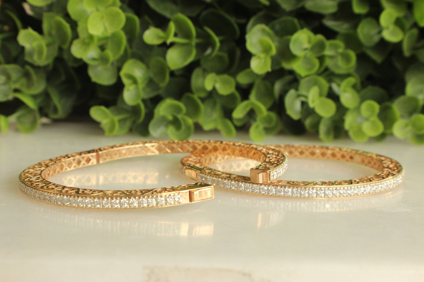 Filigree Diamond Bangle Bracelets