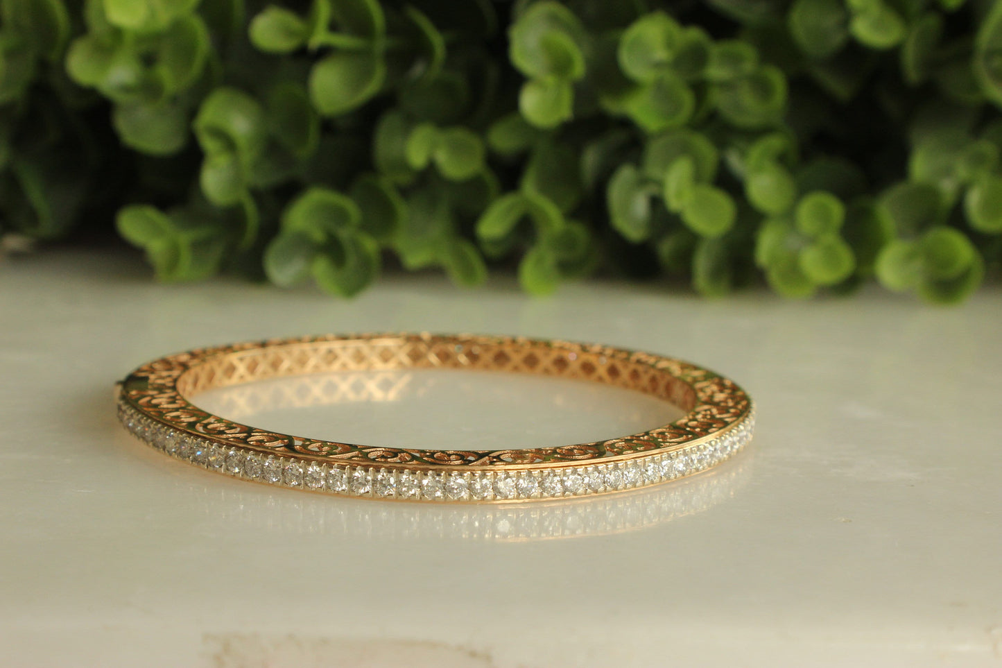 Filigree Diamond Bangle Bracelets
