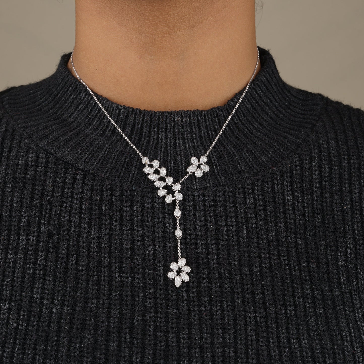 Floral Y-Drop Diamond Necklace