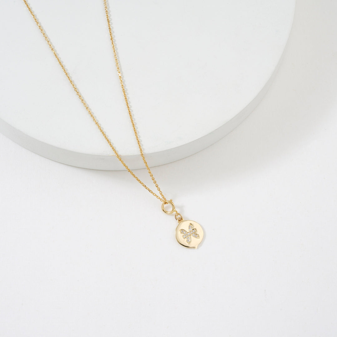 Pisces Horoscope Birth Sign Charm, 14k Solid Gold, Natural Diamonds, Zodiac Jewelry, Everyday Jewelry, Astrology Gift for her