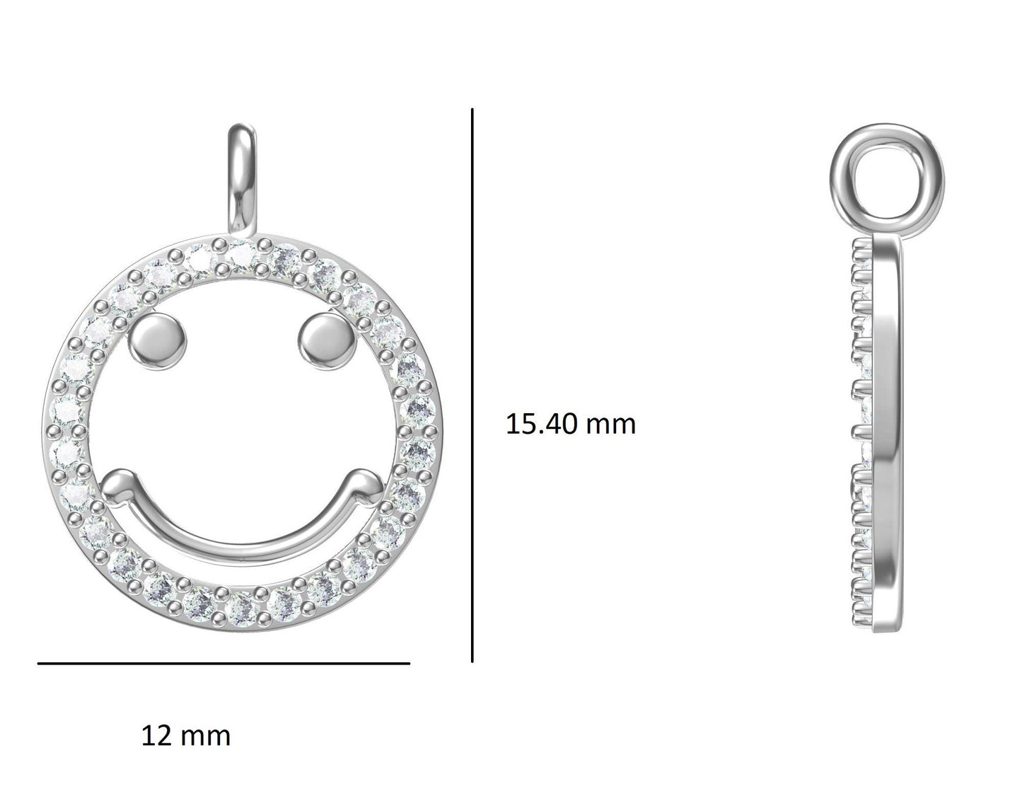 Smiley Natural Diamond Charm Pendant
