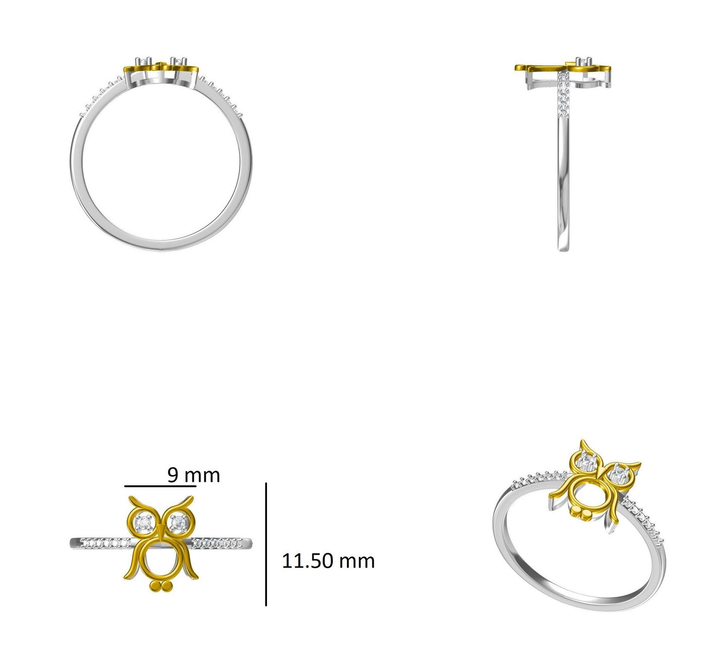 Owl Diamond Ring
