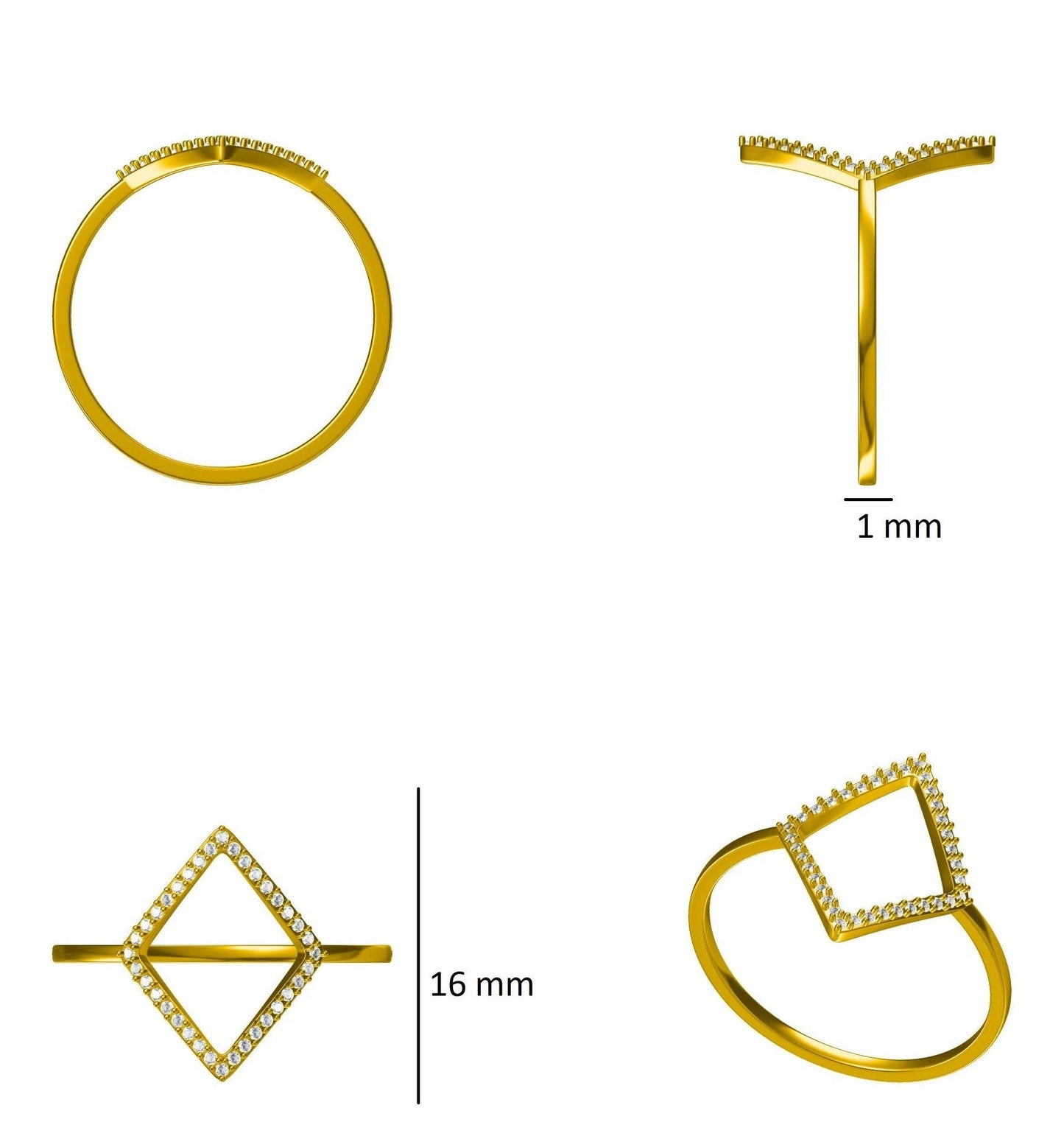 Rhombus Diamond Ring