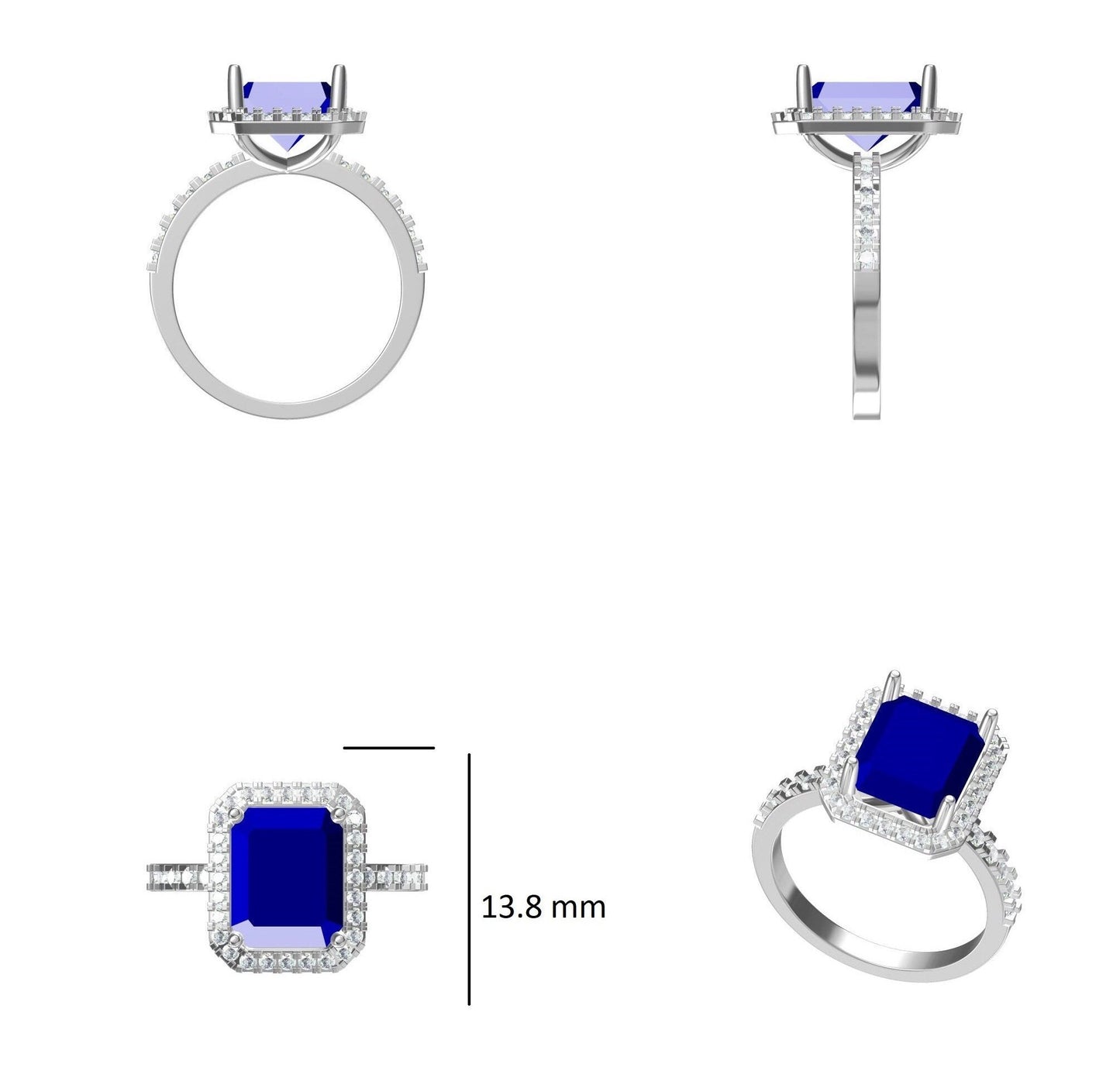 Blue Sapphire Halo Diamond Ring