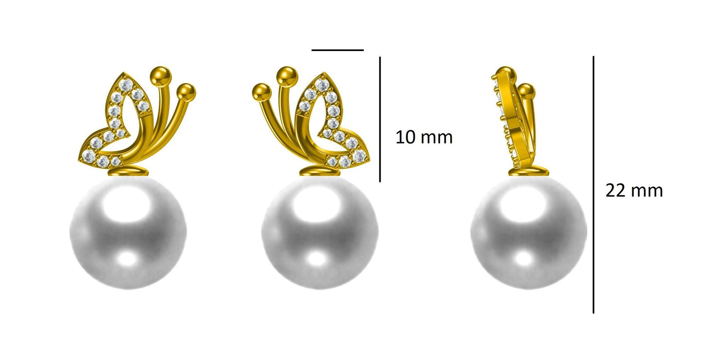 Butterfly Pearl Natural Diamonds Stud Earrings