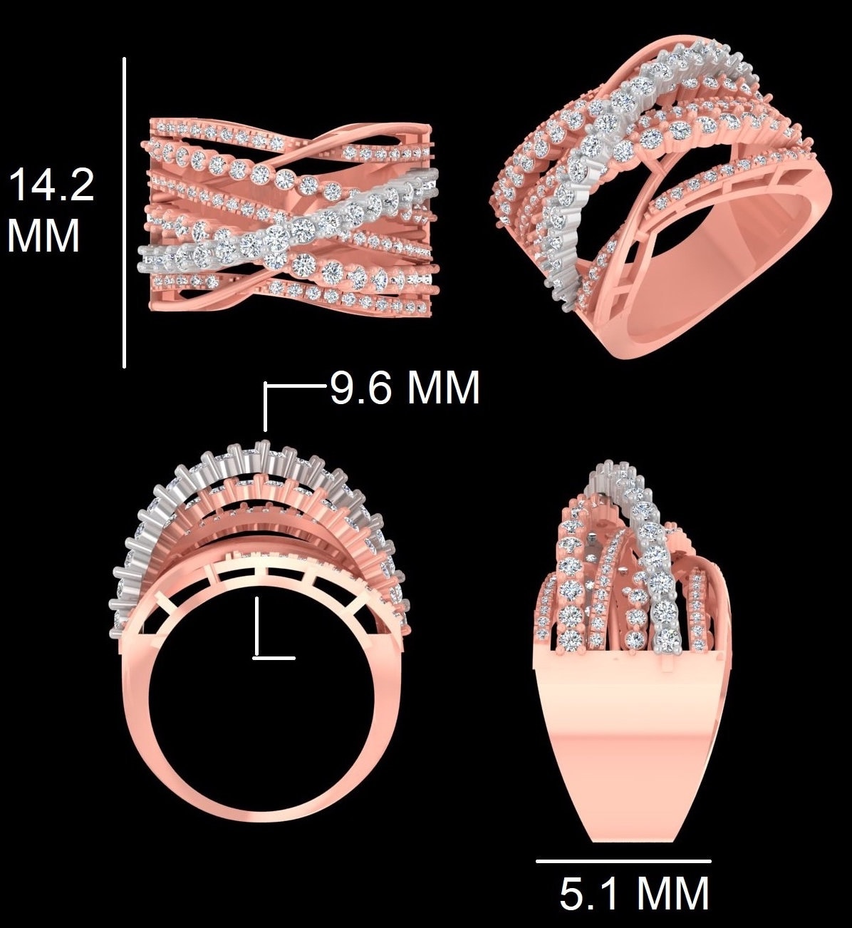 Criss Cross Natural Diamond Band Ring