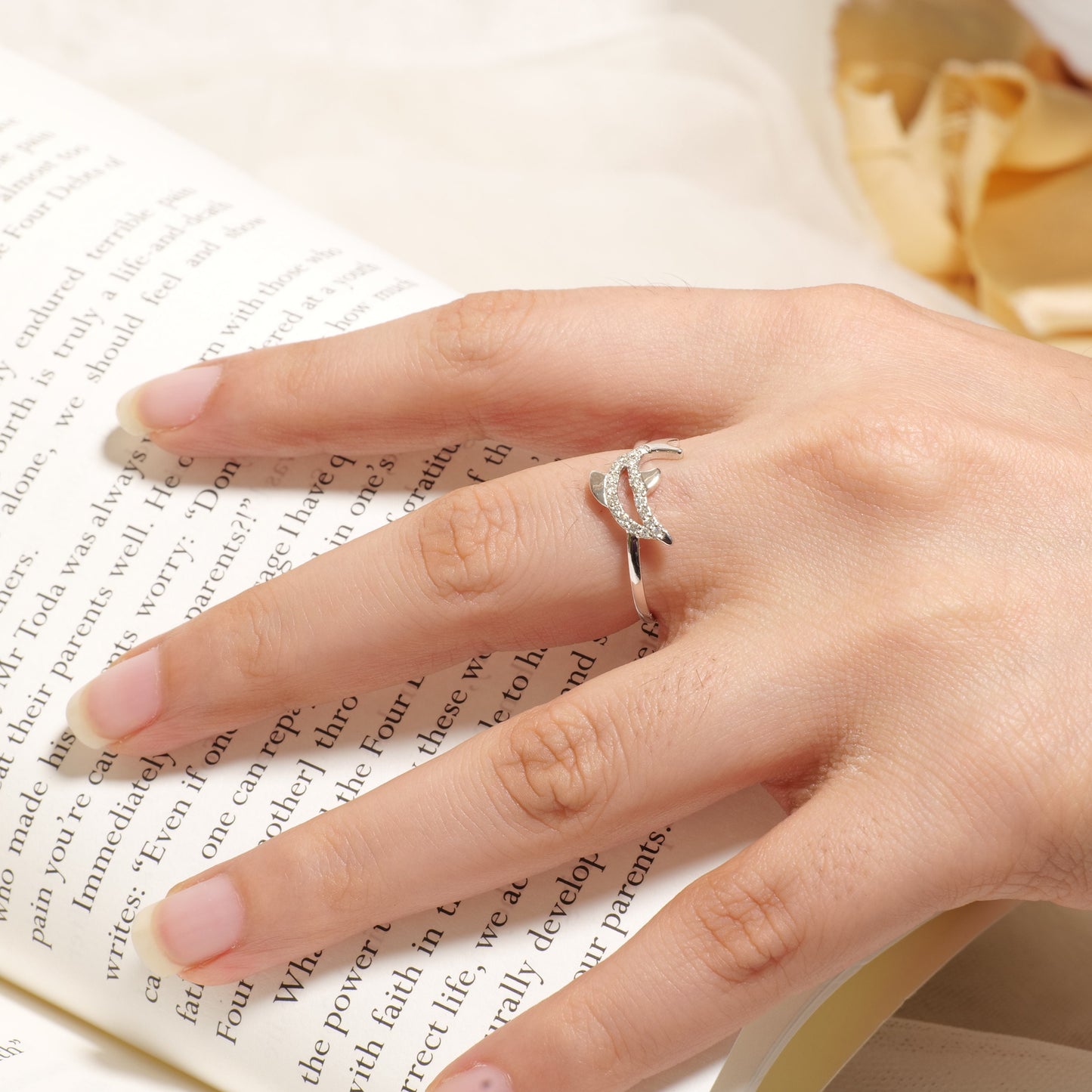 Dolphin Natural Diamond Stackable Animal Ring