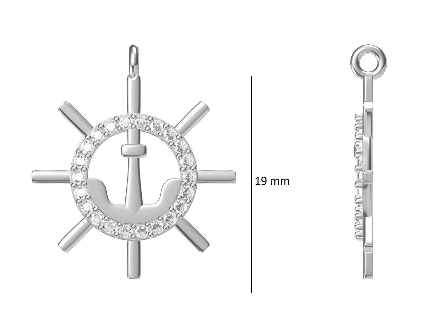 Anchor and Wheel Pendant Charm