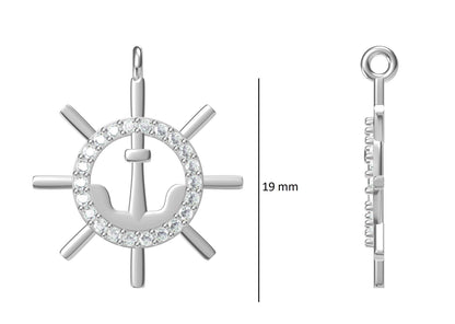 Anchor and Wheel Pendant Charm